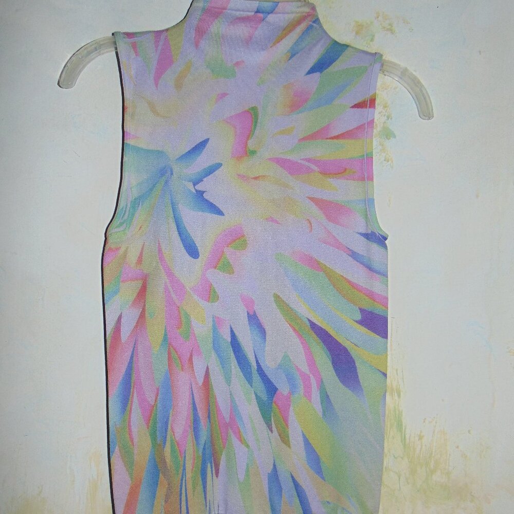 See You Monday Boho Tank Top Blouse Watercolor Stretch Soft Lilac Sleeveless OS